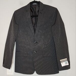 NWT Van Heusen Black Grey Pinstripe Suit Jacket Blazer Kids Size 16.